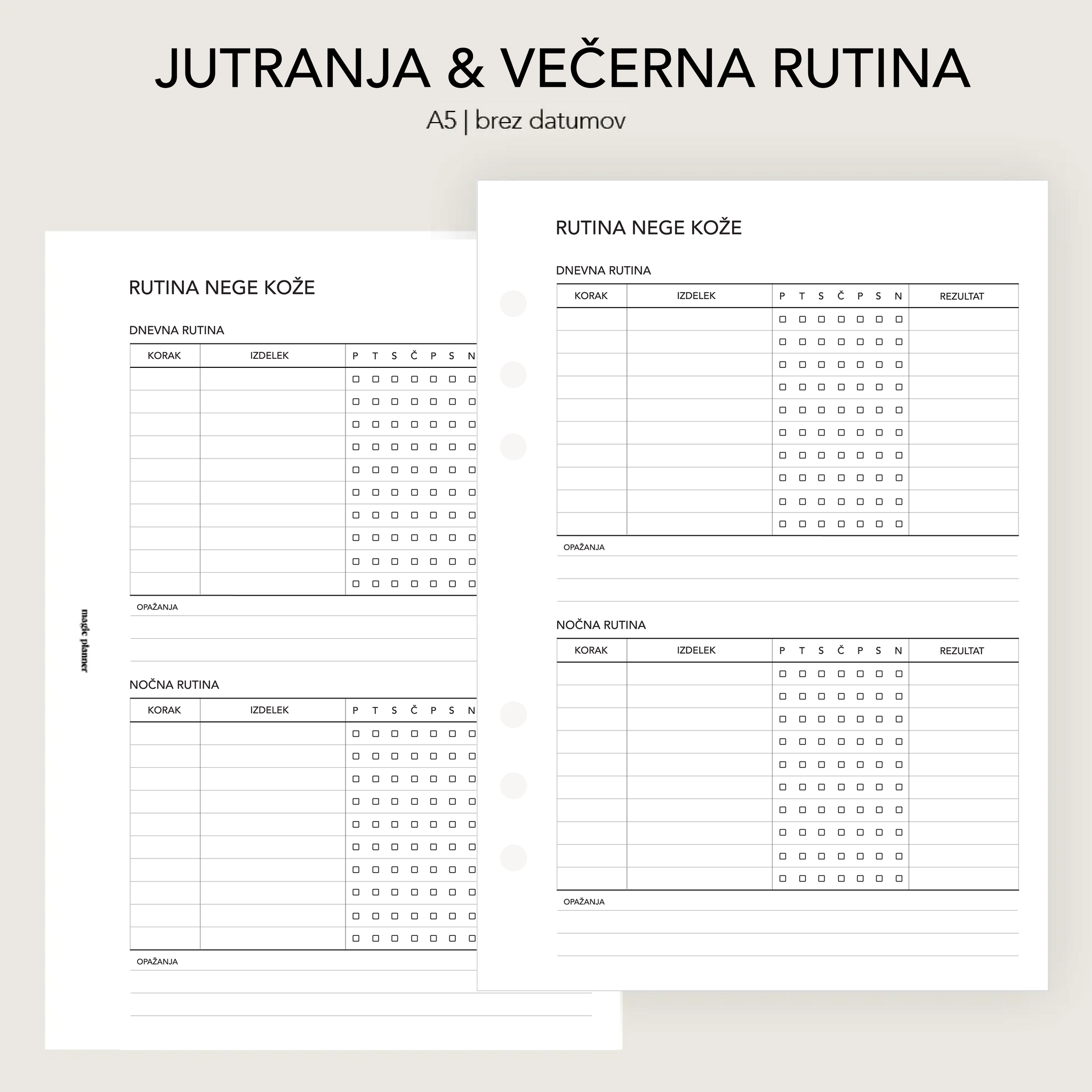 Inserti | jutranja & večerna rutina