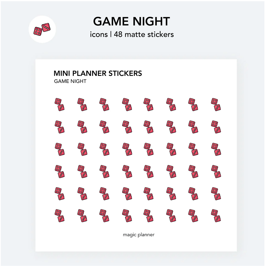 Planner stickers | Game night