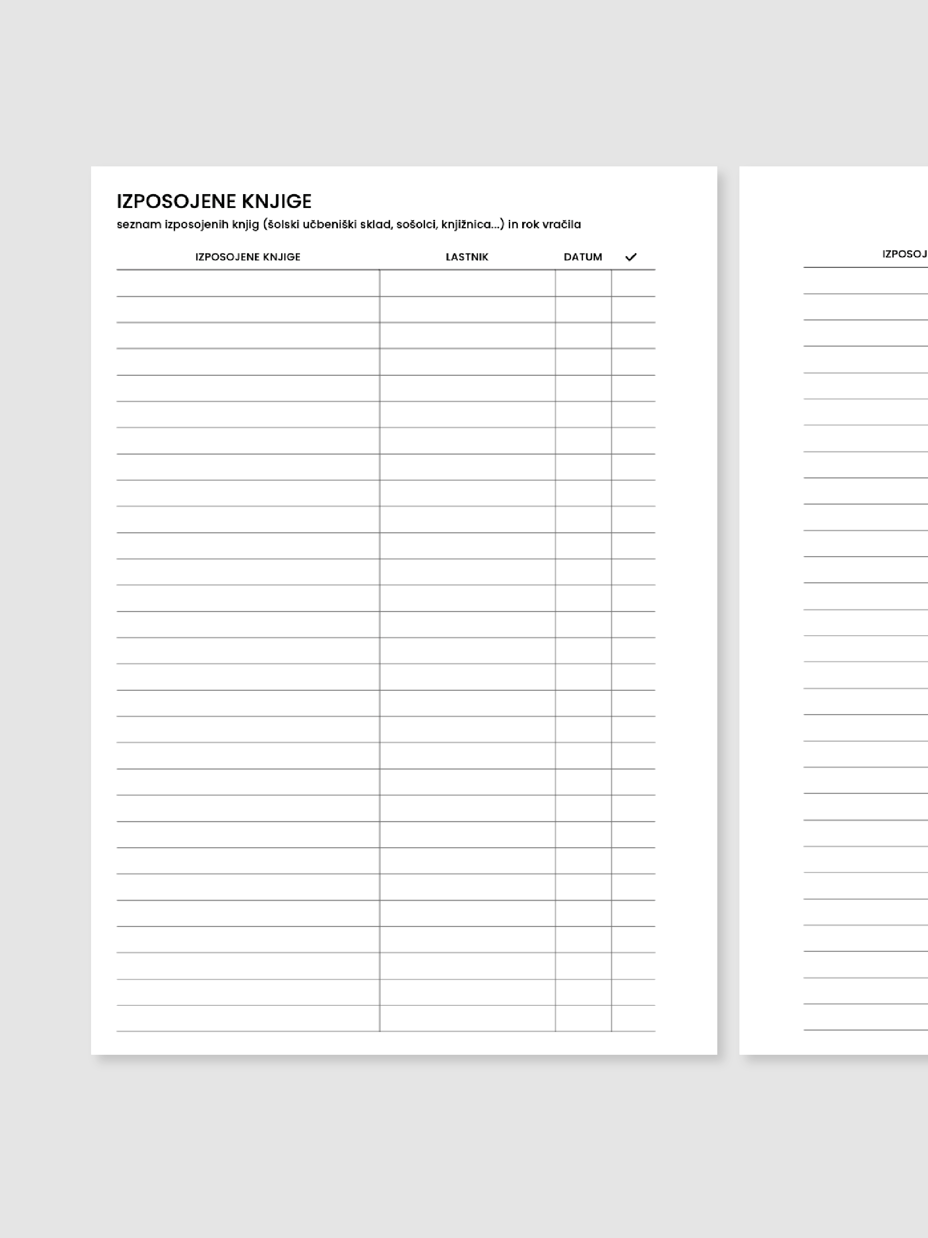 Izposojene knjige | A5 inserti