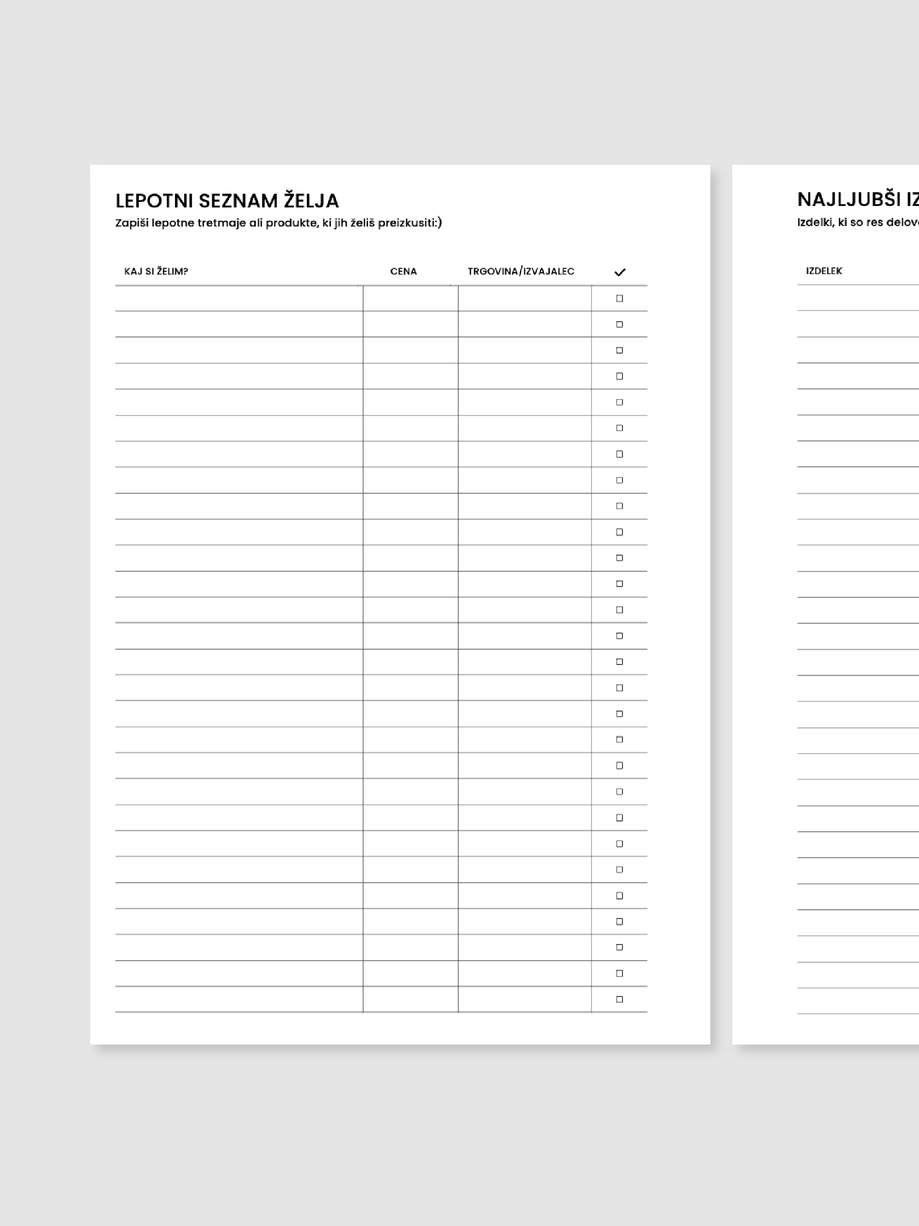Lepotni seznam želja & najljubši izdelki | A5 inserti