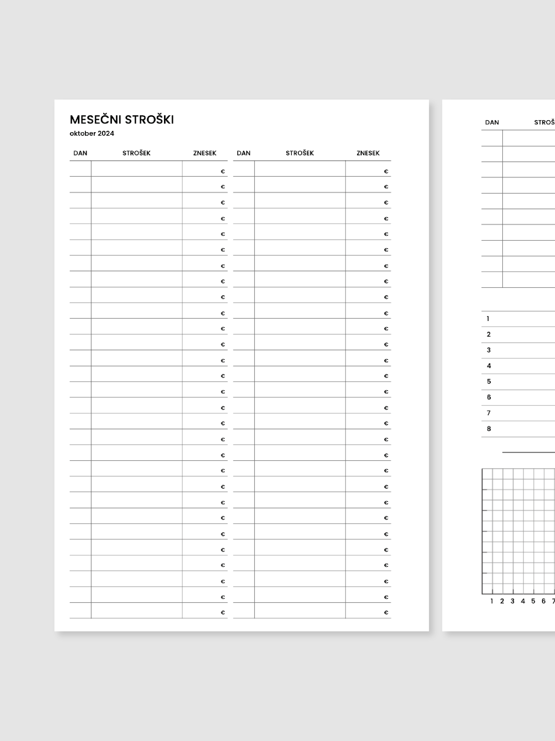 Mesečni stroški | A5 inserti
