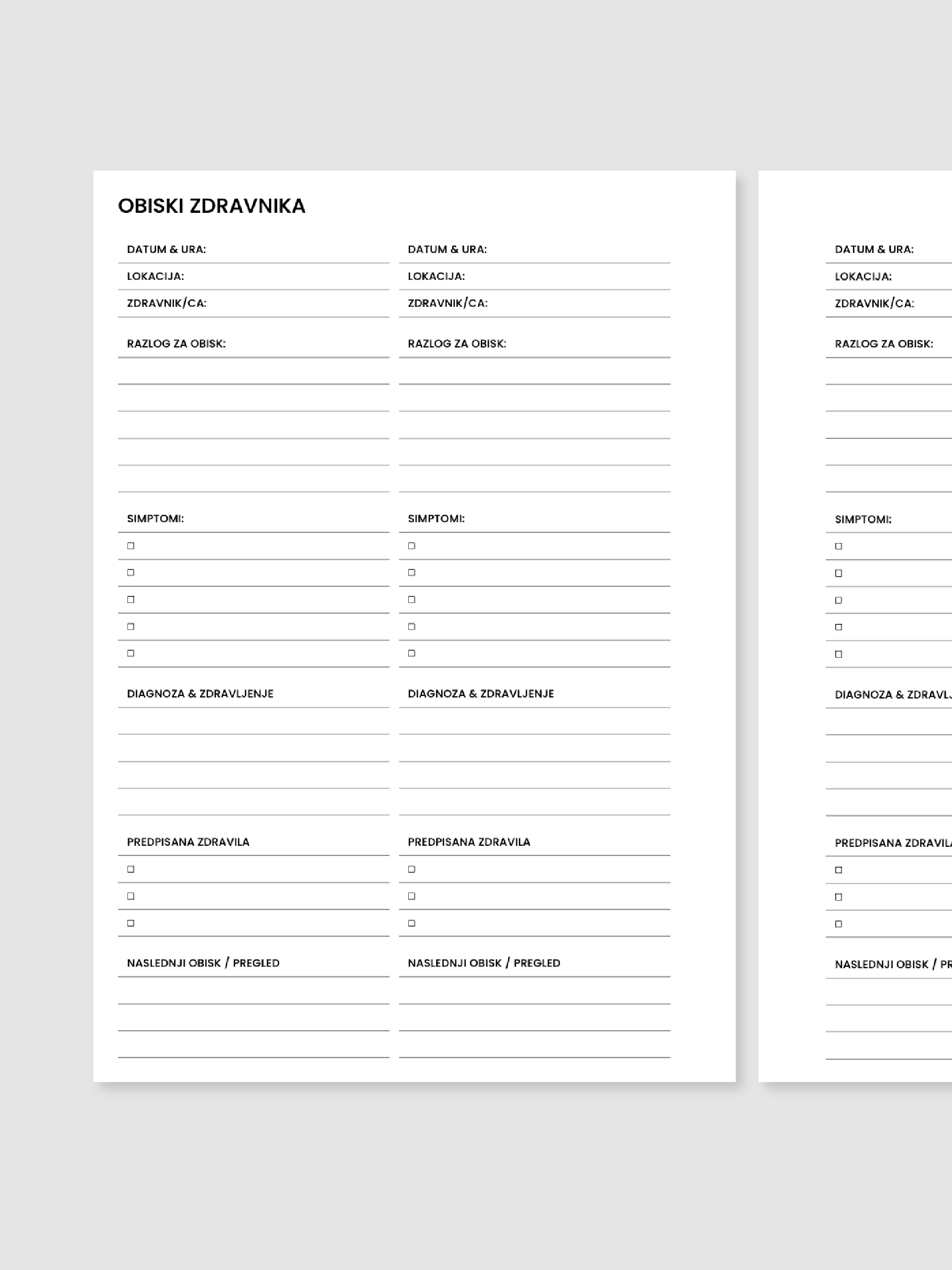 Obiski zdravnika | A5 inserti