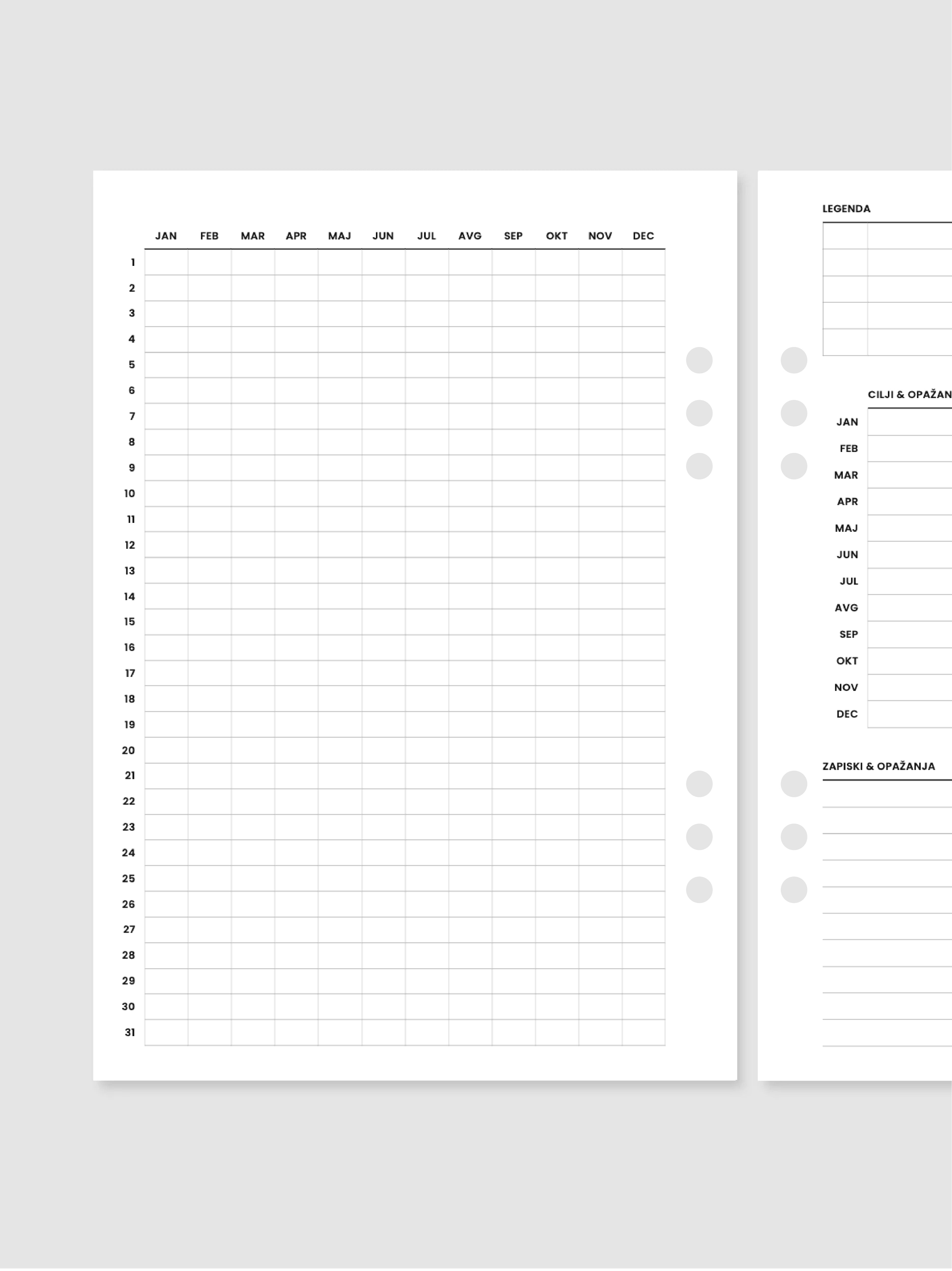Poljubna razpredelnica | A5 inserti