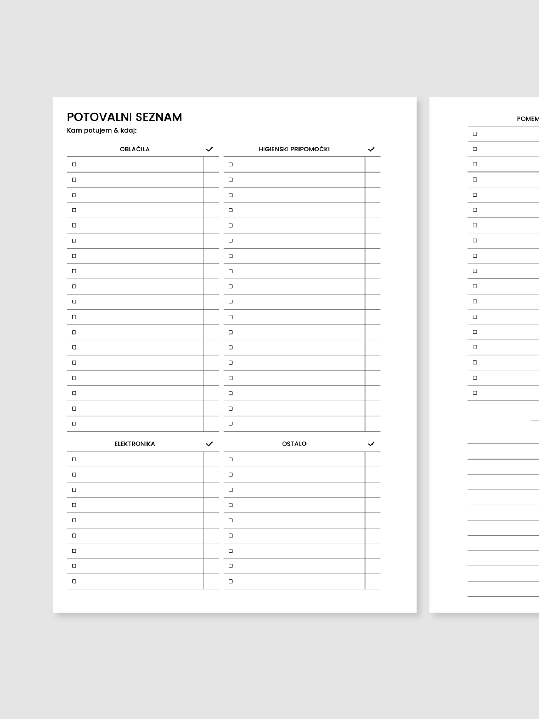 Potovalni seznam | A5 inserti