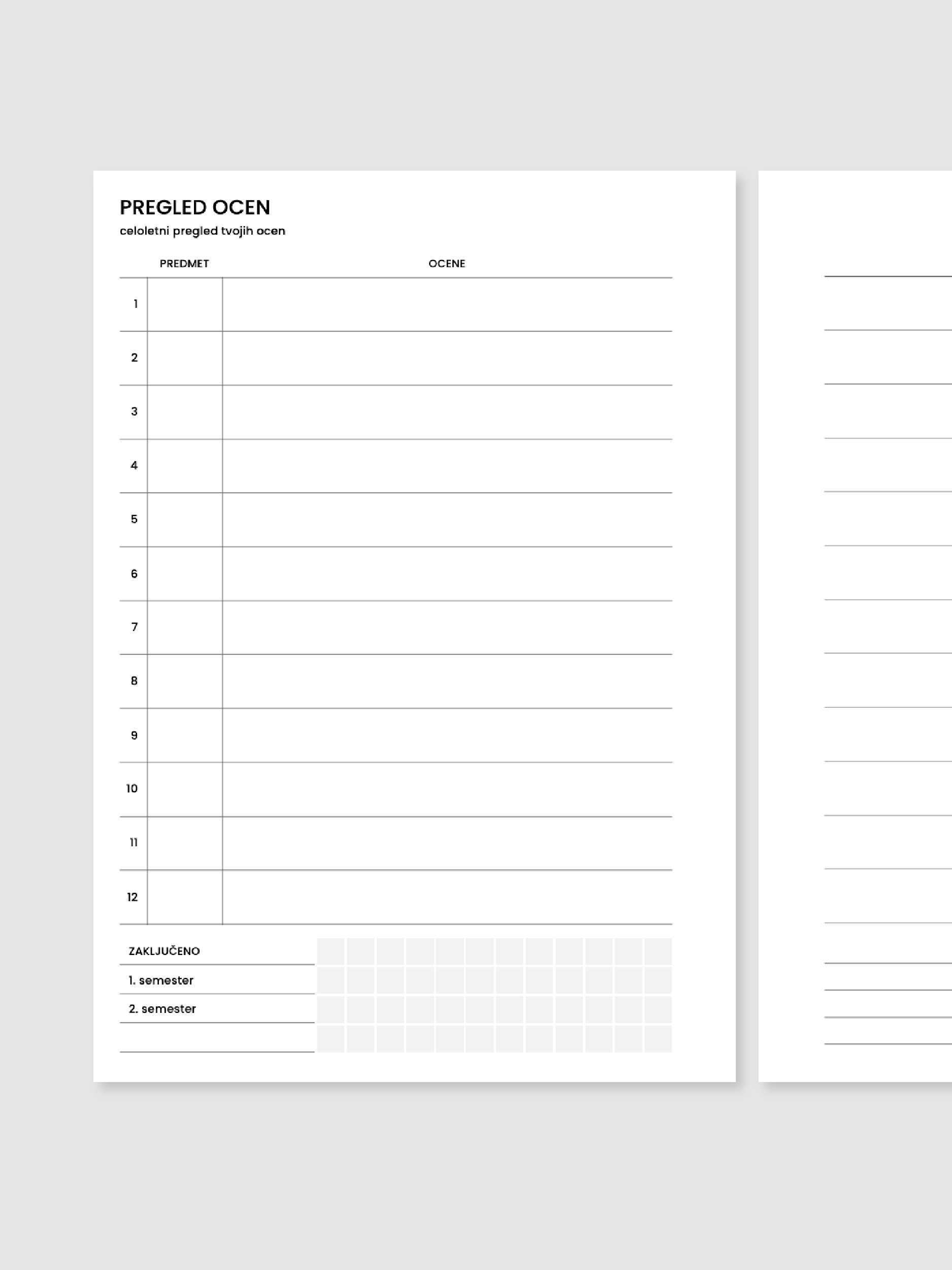 Pregled ocen | A5 inserti