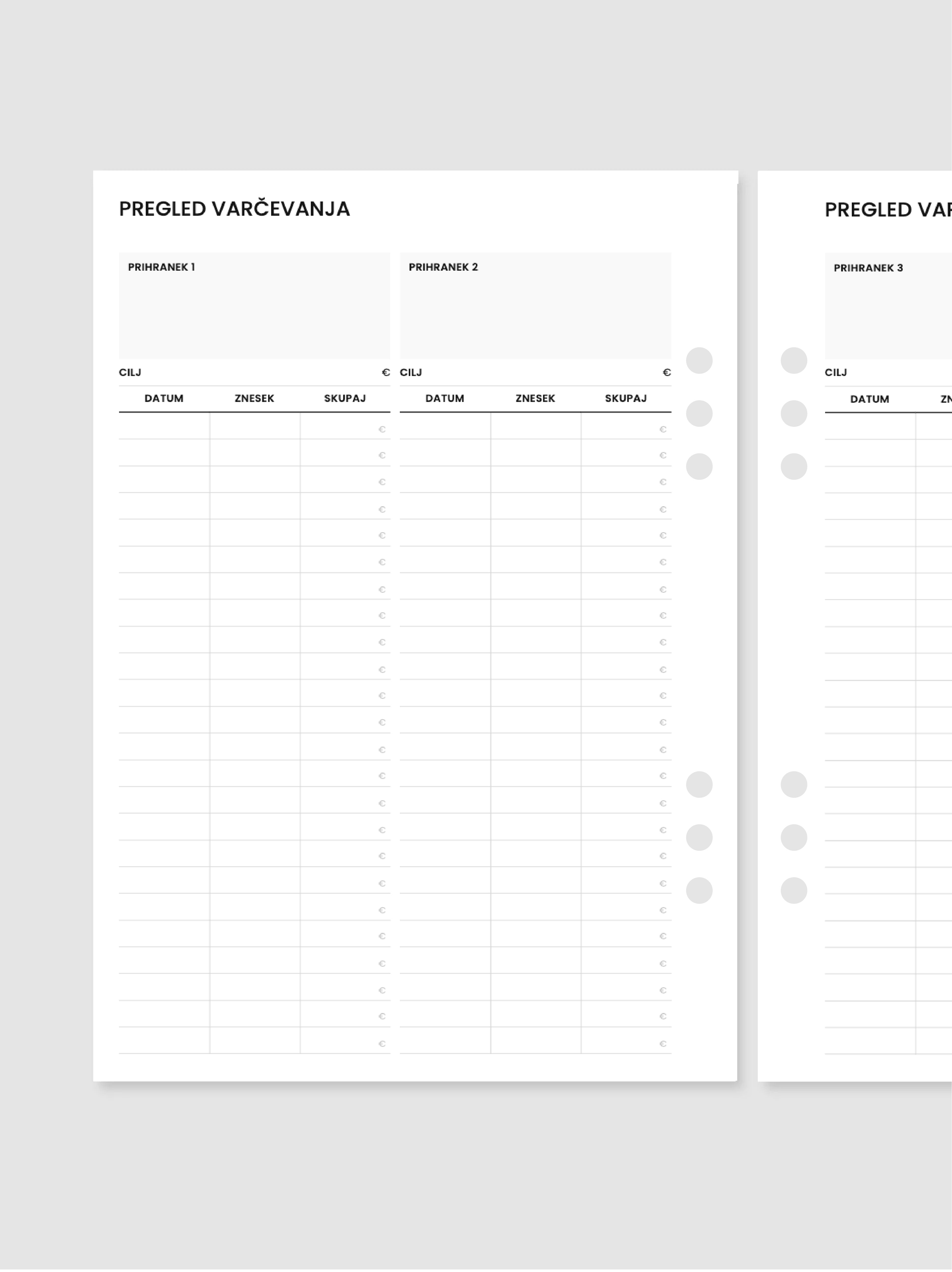 Pregled varčevanja | A5 inserti