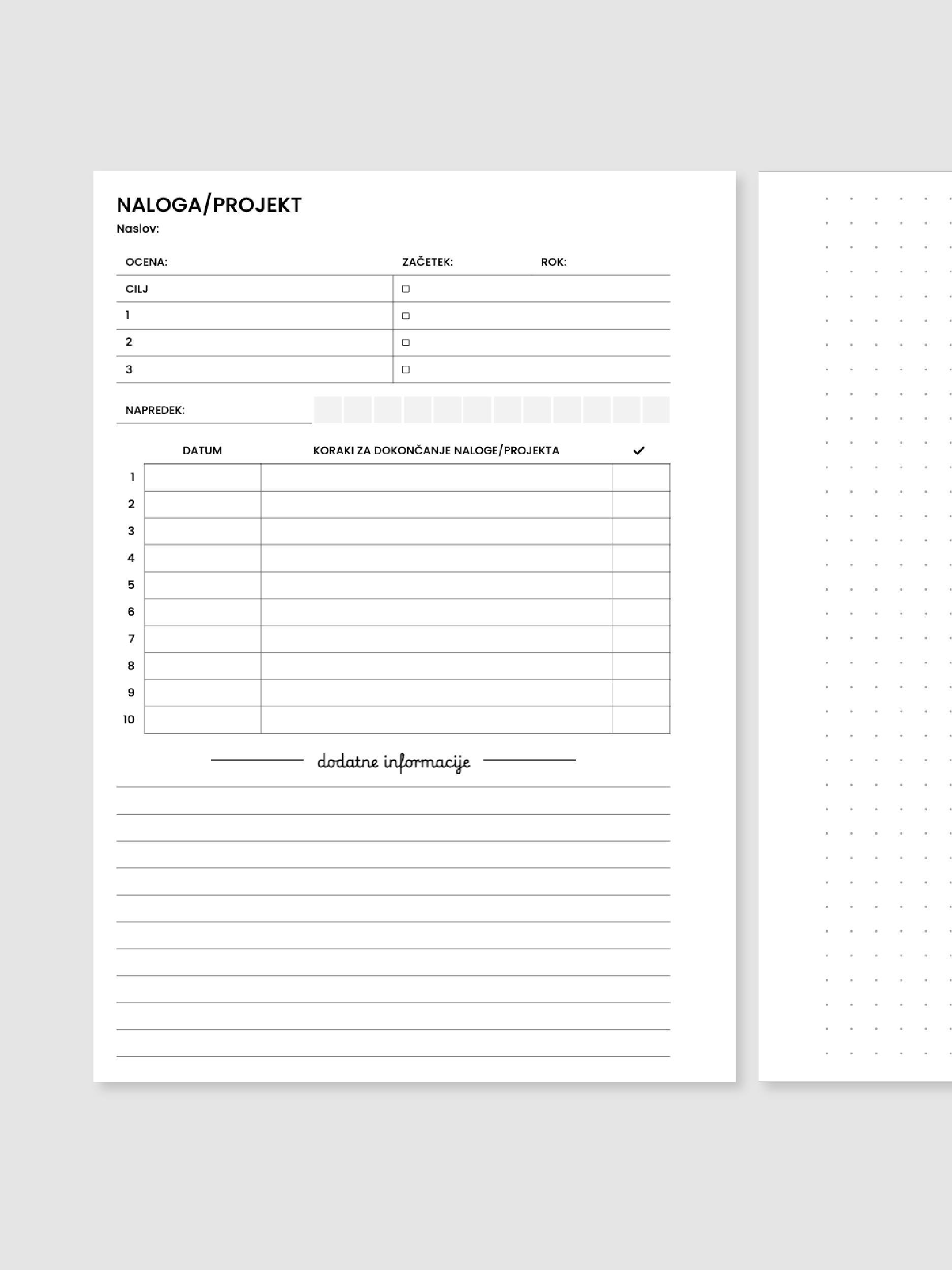 Naloga/projekt | A5 inserti