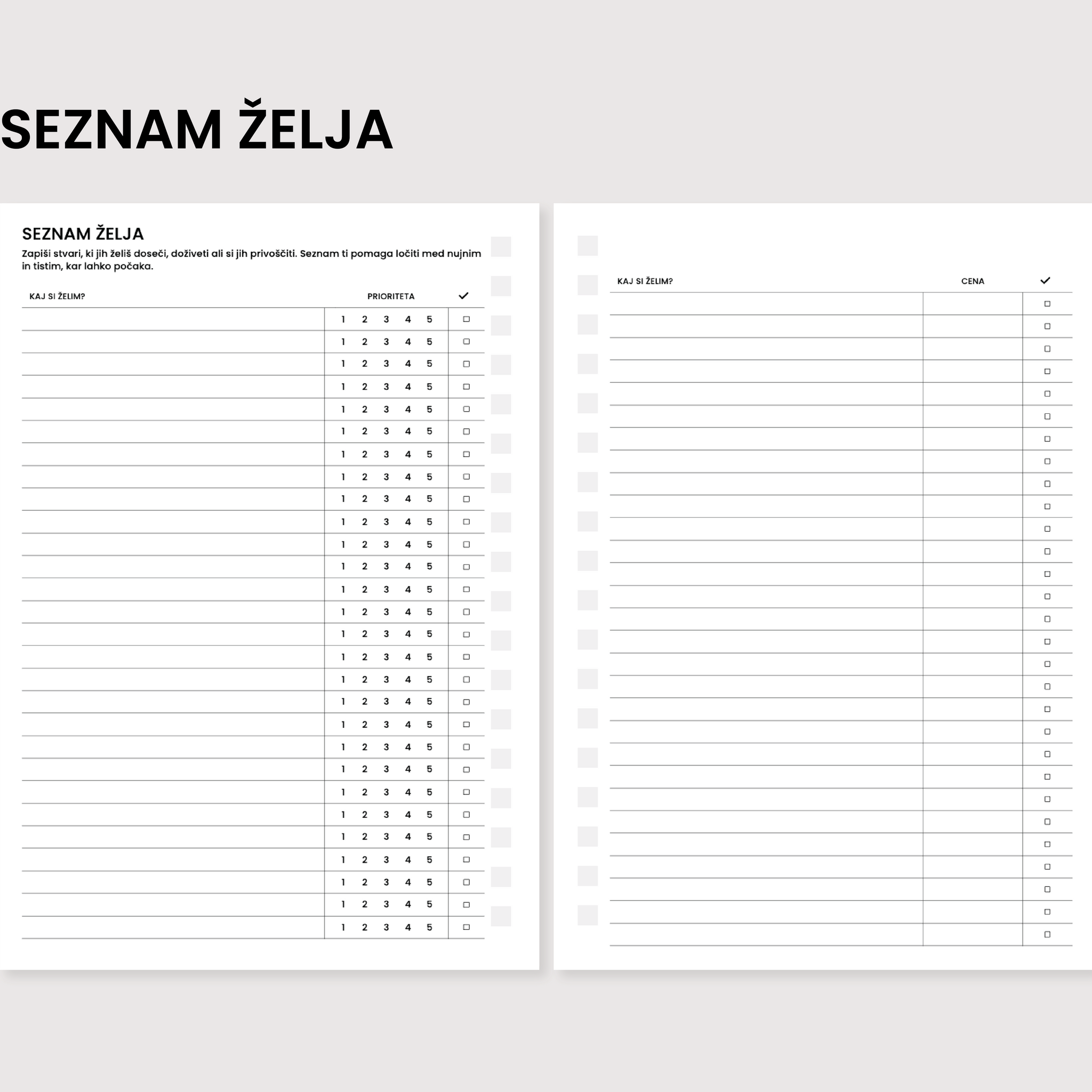 Inserti | seznam želja