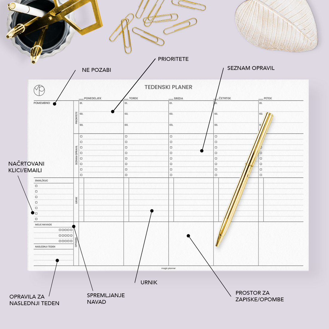 Namizni pisalni blok | tedenski planer