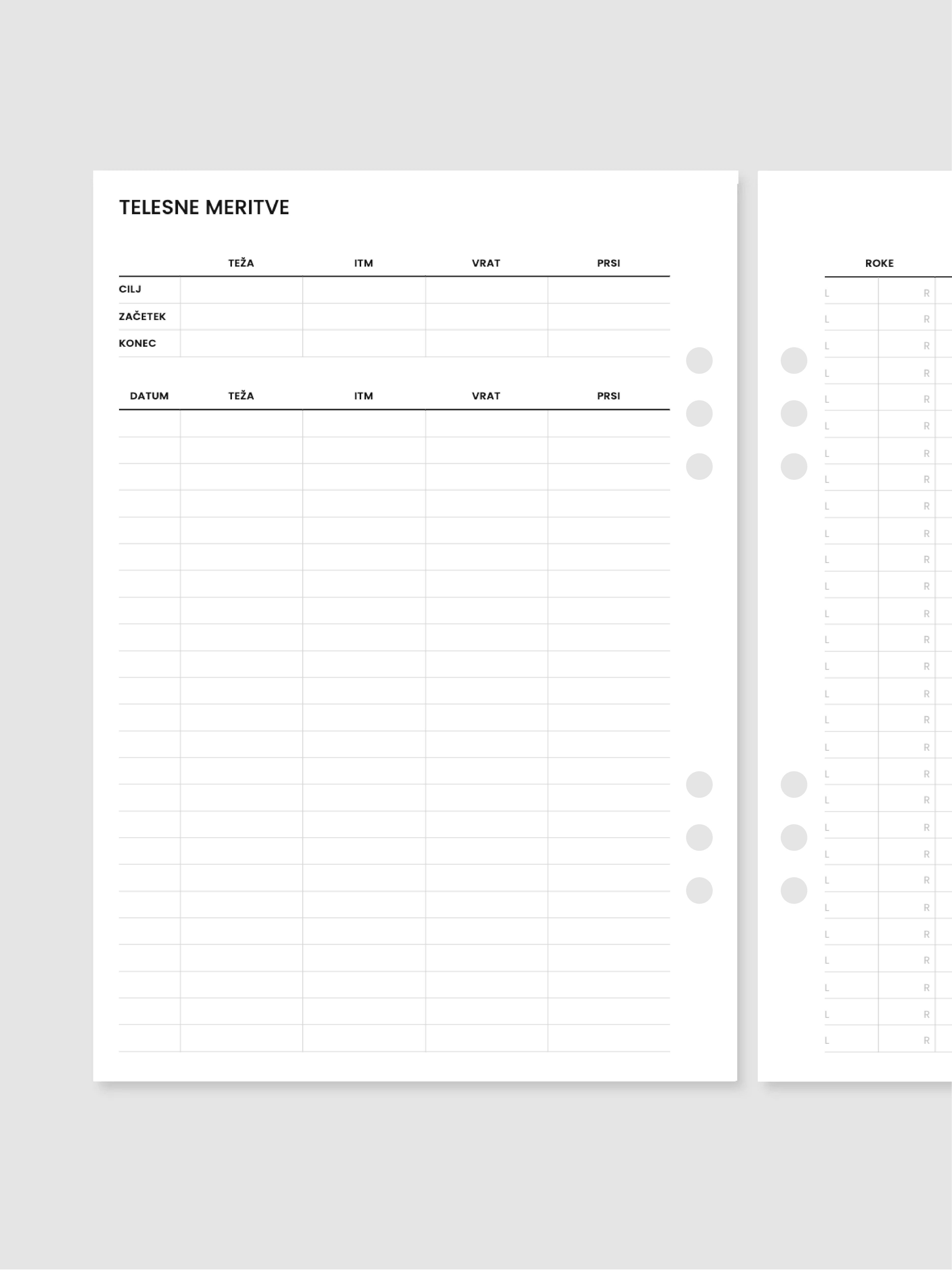 Telesne meritve | A5 inserti