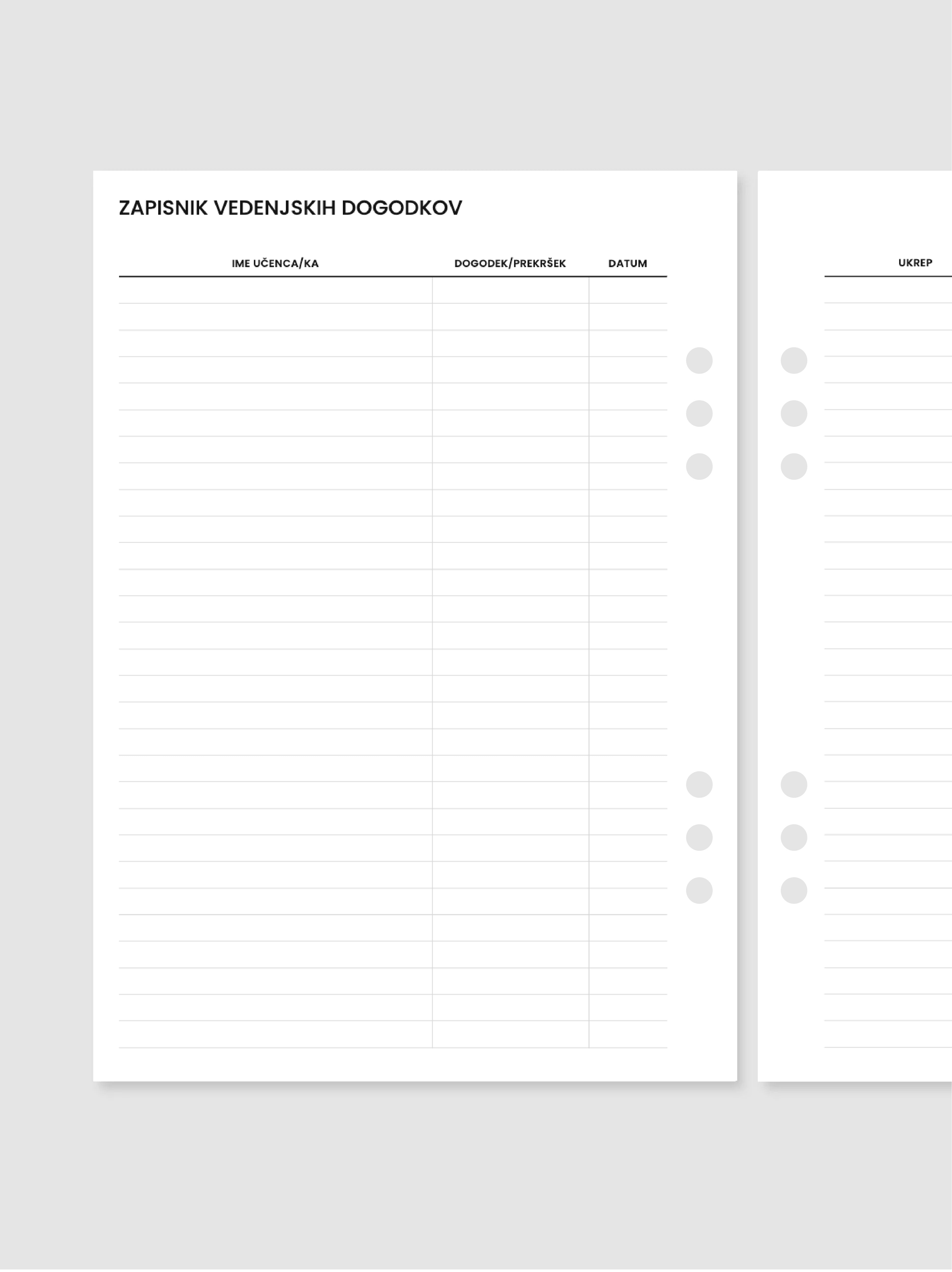 Vedenjski zapisnik | A5 inserti